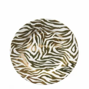 image of Animal Luxe Side Plate Zebra Print Gold 19.2cm