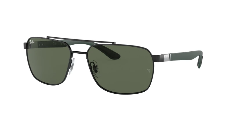 Image of Ray - Ban Man Ray - Ban RB3701 002/71 Sunglasses Steel Black Green Squared Normal Black Sunglasses Man Steel
