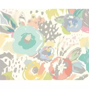 Image of Origin Murals Abstract Floral Blue Wall Mural - 3 x 2.4m