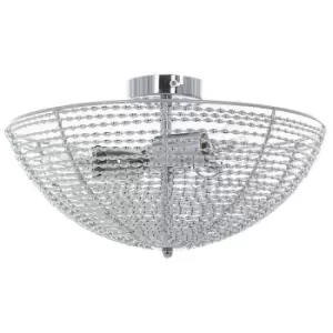 image of Netlighting Modern Flush Ceiling Light Chrome 3 Light, E27