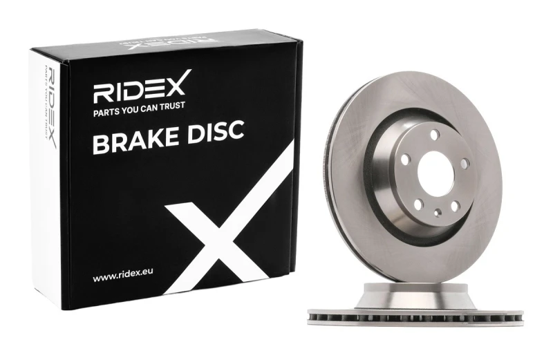 Image of RIDEX 82B1215 Brake disc Rear Axle, Vented, Cast Iron, Uncoated, Untreated, without bolts/screws Cast Iron Brake Disc (82)