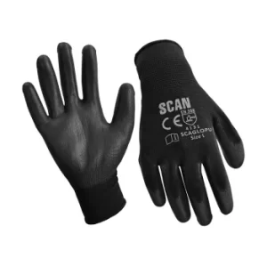 image of Scan SCAGLOPU240X Black PU Coated Glove Size 10 Extra Large (Pack of 240)