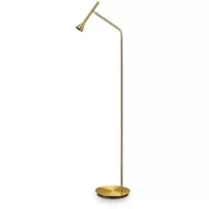 Image of Ideal Lux Diesis LED Reading Task Floor Lamp Brass 3000K