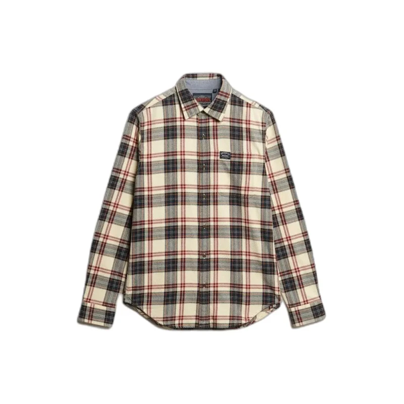 Image of Superdry Checked Shirt Off-White Men L;M