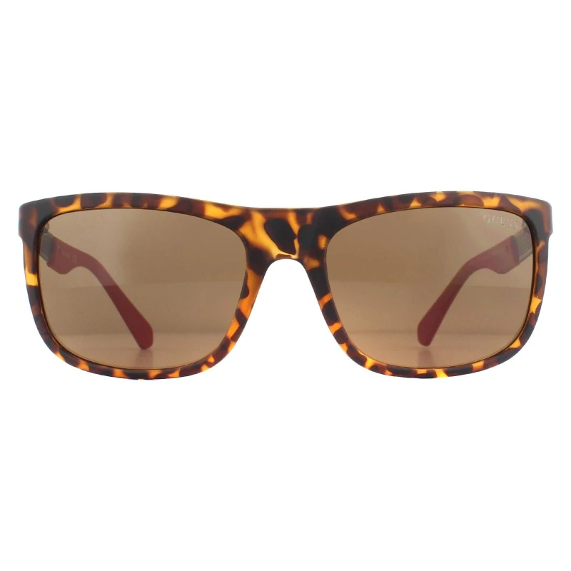 Image of Guess Rectangle Dark Havana Brown Polarized Sunglasses Brown