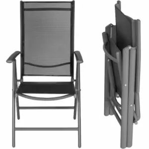 image of Tectake Folding Aluminium Garden Chairs Set Of 4 Black