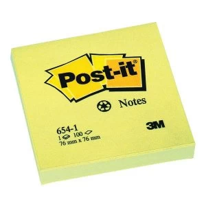 Image of Post it 76 x 76mm Sticky Notes Recycled Canary Yellow 12 x 100 Sheets