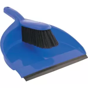 image of Plastic Dustpan & Stiff Brush Set Blue