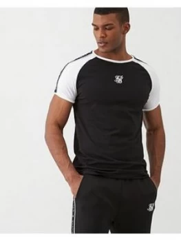 image of SikSilk Raglan Straight Hem T-Shirt - Black