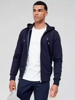 Image of GANT Original Zip Thru Hoodie, Evening Blue, Size 3XL, Men