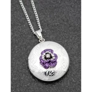 image of Violet Pansy Silver Plated Locket