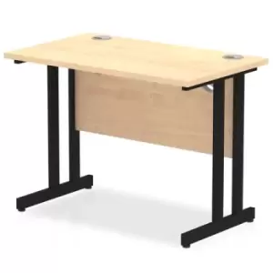 Image of Impulse 1000 x 600mm Straight Desk Maple Top Black Cantilever Leg