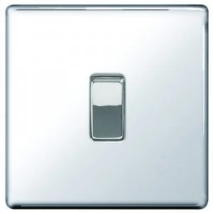 image of Wickes 10A Light Switch 1 Gang 2 Way Polished Chrome Screwless Flat Plate