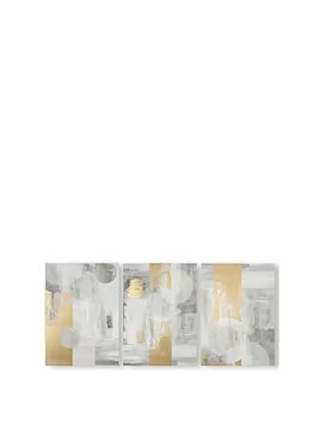 Image of Art For The Home Set Of 3 Glamourous Geos Canvases With Metallic Embellishment