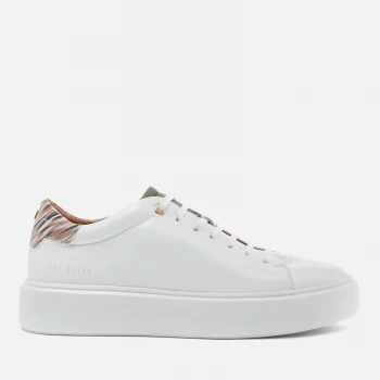 Image of Ted Baker Womens Pixep Leather Flatform Trainers - White - UK 6