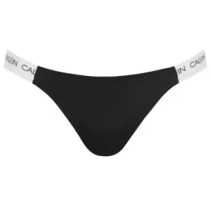 Image of Calvin Klein Logo Cheek Bikini Bottoms - Black