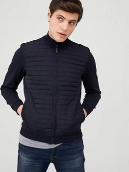 image of Ted Baker Long Sleeve Quilted Funnel Neck Jacket - Navy, Size 2, Men