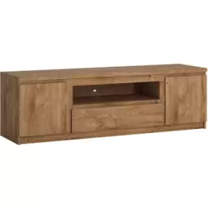 image of Fribo 2 door 1 drawer 166cm wide TV cabinet in Oak