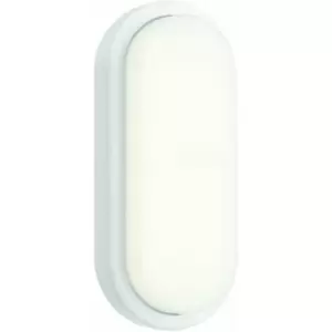 image of Loops - IP54 Outdoor Oval Bulkhead Wall Light Matt White 18W Cool White LED Ceiling Lamp