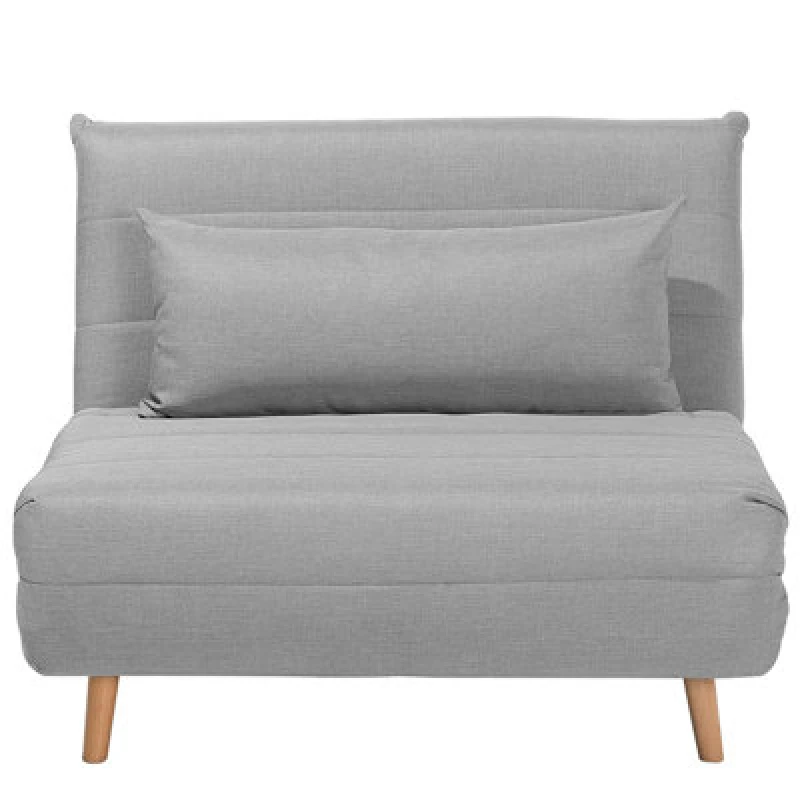 Image of Beliani Single Sofa Bed Setten Fabric Light Grey