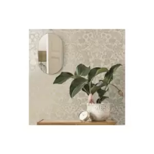 image of Holden Metallic Mirrored Floral Neutral Wallpaper