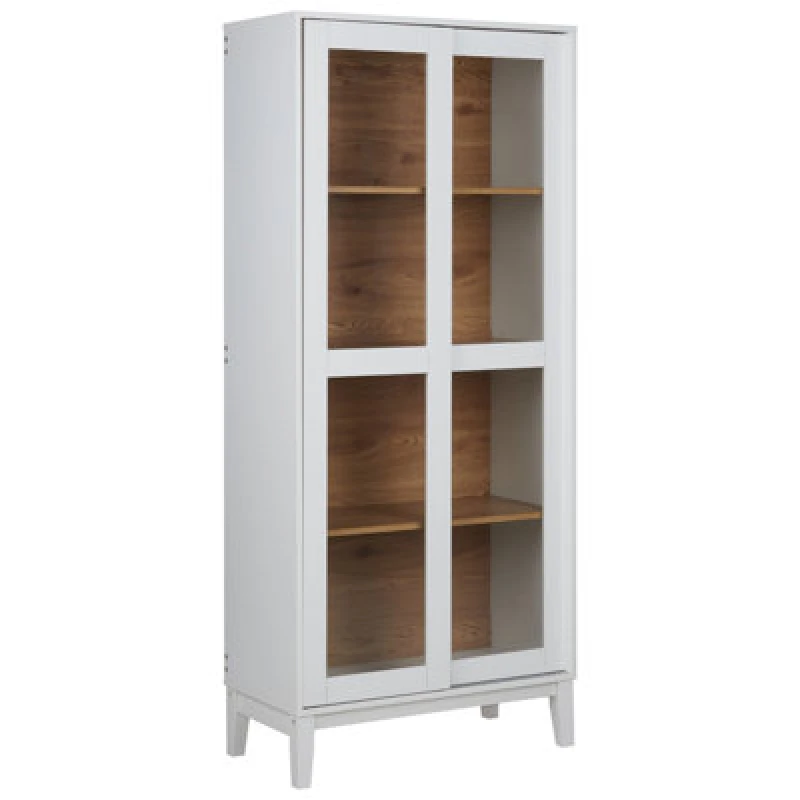 Image of Beliani Glass Display Cabinet Rumson 80 Cm White