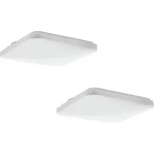 Image of 2 PACK Wall Flush Ceiling Light Colour White Shade Square White Plastic LED