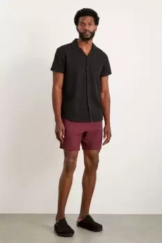 image of Mens Burgundy Plain Crinkle Swim Short