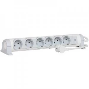 image of Legrand 694636 Socket strip (+ switch) 6x White, Grey PG connector