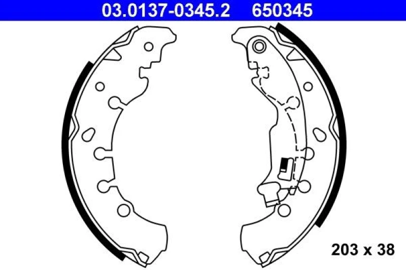 Image of ATE 03.0137-0345.2 Brake Shoes with lever Brake Shoe Set (70)