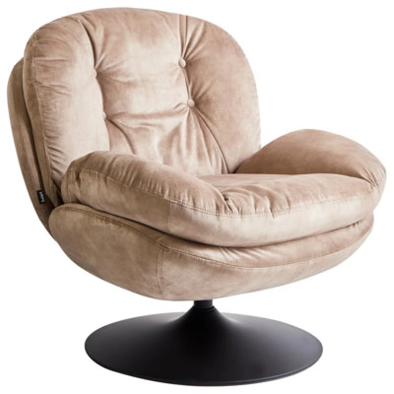 Image of Beliani Swivel Armchair Nolvik Velvet Sand Beige