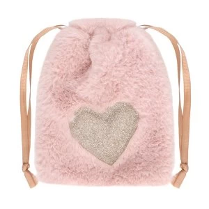 image of Blush Pink Plush Mini Drawstring Sack