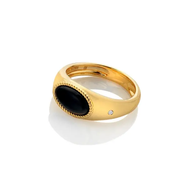 Image of Hot Diamonds x Jac Jossa Black Onyx Oval Ring DR257/XS Size: Size XS