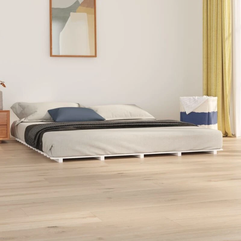 Image of VIDAXL Bed Frame without Mattress White 160x200cm Solid Wood Pine Vidaxl 8720845682972
