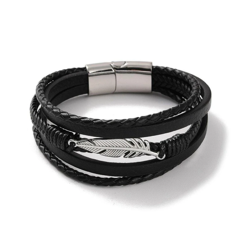 Image of Aye Do Gifts Mens Angel Feather Black Bracelet Black male One Size
