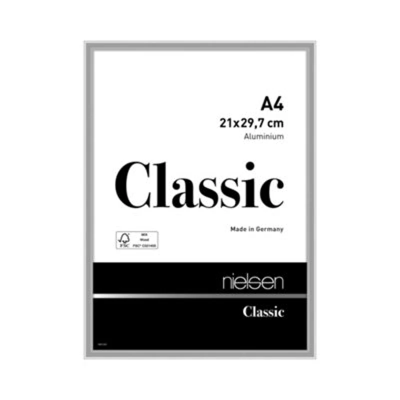 Image of Nielsen Classic Polished Silver Aluminium Picture Frame A4, 21X29.7Cm - With Float Glass And Push/turn Clips