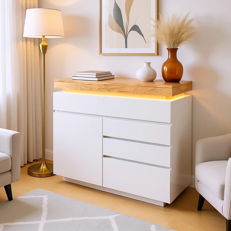 Image of Urban Meuble Modern White Console Table with Ample Storage White unisex One Size