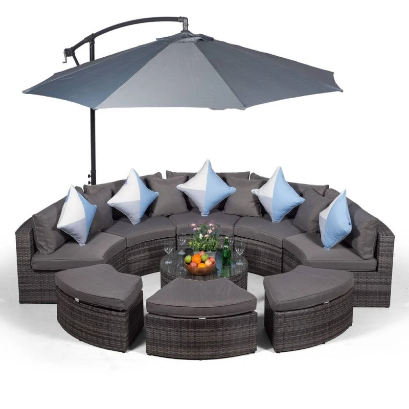 Image of Giardino Monaco Luxury Large Rattan Garden Sofa Set - Grey