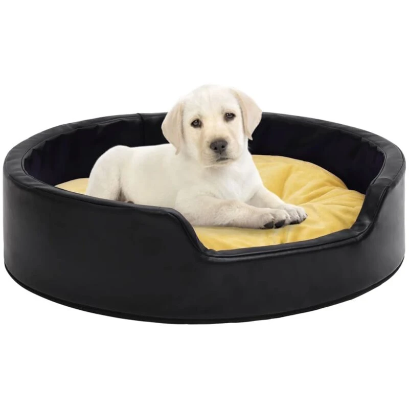 Image of VIDAXL Vidaxl - Dog Bed Black and Yellow 99x89x21cm Plush and Faux Leather 8720286431108