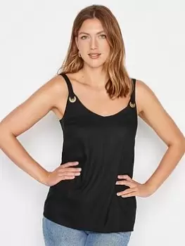 Image of Long Tall Sally Black Eyelet Detail Vest, Black, Size 24, Women