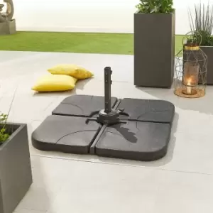 Image of Nova - Square Cantilever Parasol Base Slabs - 80kg Pack of 4 HDPE Plastic Resin Sand & Water Filled Outdoor Garden Patio Umbrella Stand