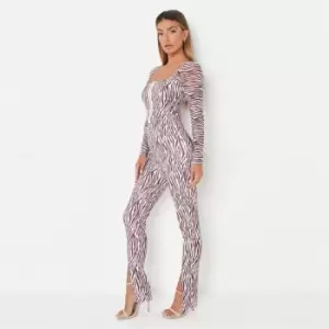 Image of Missguided Zebra Print Split Hem Leggings - Multi