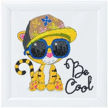 Image of Crystal Art Frameables Kit with Picture Frame Cool Tiger 16cm x 16cm