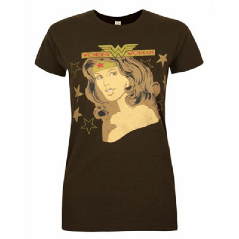 Image of DC Comics Short Sleeved T-Shirt Brown female