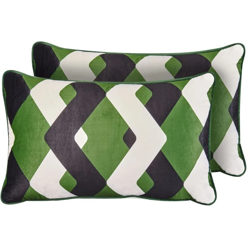 Image of Beliani Set Of 2 Outdoor Cushions Sway Geometric Pattern 30 X 50 Cm Multicolour