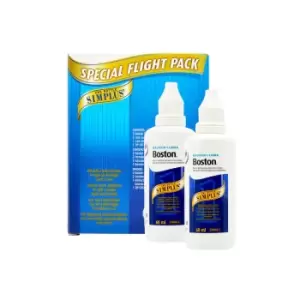 image of Boston Simplus Flight Pack (2*60ml), Contact Lens Solution For Use With Hard And Gas Permeable Lenses Only, Case Included