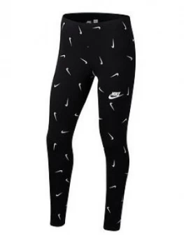 image of Nike Older Girls Favorites Printed Legging - Black/Grey Size M 10-12 Years, Women