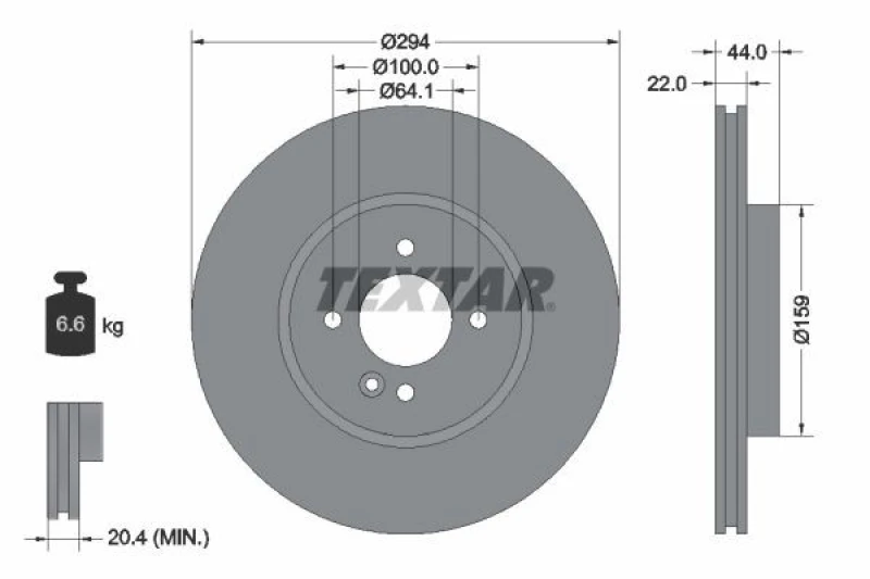 Image of Brake disc TEXTAR 92183505