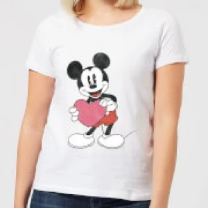 Image of Disney Mickey Mouse Heart Gift Womens T-Shirt - White