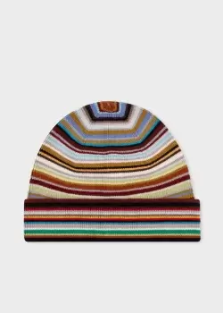 Image of Paul Smith Merino Wool 'Signature Stripe' Beanie Hat